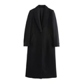 Cappotto lungo classico in lana nera da donna con collo a rever e chiusura a bottoni monopetto - XS / Nero