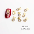 Golden rabbit head nail charms with colorful rhinestones for 3D manicure art - LF2006 Gold Aurora Rhinestone Rabbit