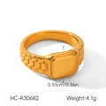 Détail de la bague dorée style bracelet de montre avec dimensions et poids précis - US 7 / Style Chevalière Texture Bracelet de Montre (HC-R30682)