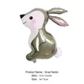 Cartoon bunny rabbit foil balloon in silver and pink for Easter party decor 56x73cm - Easter Small Grey Bunny 56x73cm