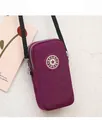 Magenta nylon crossbody phone bag with three zipper compartments and star logo strap - Purple