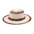 Chapeau de feutre pour femme avec dégradé de couleurs, sommet plat et finition bicolore - Taille Unique (M) / Blanc (Cuir Brun Étoile)