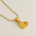 Collier doré avec pendentif cœur gravé lettre P et cristal sur chaîne serpent - Lettre P