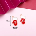 Red and white Christmas glove charms with gold snowflake detail, 19mm x 10mm size - 8# Mitten
