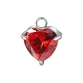 Ciondolo a cuore in argento con zircone rosso portafortuna intarsiato - Gennaio Rosso Granato (Montatura in Acciaio)