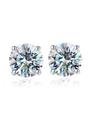 Classic silver 925 moissanite stud earrings featuring round cut four-claw setting - Classic 4-Prong Studs White Moissanite 0.5ct
