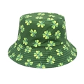 Reversible dark green sun hat with vibrant clover print for stylish outdoor sun protection - M (56-58cm) / Dark Green with Multicolor Clover(7#)