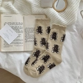 Warme khakifarbene Korallenvlies-Socken mit süßen braunen Bärenmustern für den Winter - Einheitsgröße / Khaki