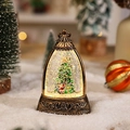 Detail der Weihnachtsmann-Schneekugel-Laterne mit Bronze-Finish und Glitzereffekt - Weihnachtsbaum