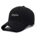Black corduroy baseball cap with golden embroidery and a classic six-panel design - Adjustable / Black