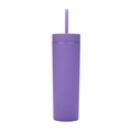 16oz matte purple double-layer plastic tumbler with matching lid and straw - 16oz / Deep purple