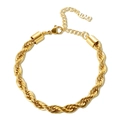 Bracciale a catena a corda intrecciata dorata 6mm con chiusura a moschettone e Love - Bracciale Oro 6mm