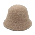 Sombrero de pescador minimalista en piel sintética beige con textura de felpa suave - M (56-59cm) / Caqui Claro