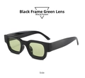 Seitenansicht der Retro-Sonnenbrille in Schwarz mit grünen Gläsern und dickem Rahmen - Schwarzer Rahmen Grüne Gläser