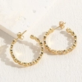 Boucles d'oreilles créoles dorées en zircon entrelacées avec pierres sur base en pierre - Style Créole Ronde (ES2127-3)