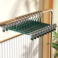 Dark green stainless steel pants hangers with non-slip clips for home closet organization - Stainless Steel Style (Single) / Dark Green