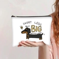 Canvas pencil case featuring dachshund print and SHORT LEGS BUT BIG ATTITUDE slogan - Dachshund Short Legs Style (jiayingpbb0268)
