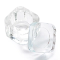 Clear square glass nail art crystal cup with lid for liquid cleaning and jewelry storage - Rounded Transparent Crystal Cup