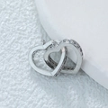 Pendentif double cœur entrelacé en argent avec zircons micro-pavés et fini poli - Cœurs Entrelacés-Argent