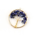 Lapis lazuli tree of life pendant featuring gold wire wrapping and natural chips - 3cm / Gold + Lapis Lazuli