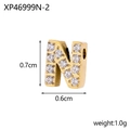 Gold stainless steel letter N pendant with micro-pave cubic zirconia crystals - Drilled And Set With Diamonds - Letter N (hole Inner Diameter 0.2cm)