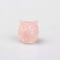 Pink natural crystal owl figurine with detailed carving for desktop decoration - 09 Rose Quartz
