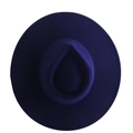 Classic navy blue wide brim wool felt jazz fedora hat with a stylish teardrop crown design - M (56-58cm) / Navy Blue