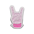 Broche creativo de esmalte rosa con gesto de rock y tachuelas para niñas - Estilo Gesto de Rock Rosa (XZ9736)