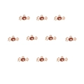 Detail view of ten rose gold alloy charms with brown enamel crab-like smiling face designs - 4# Brown Smiling Spider