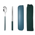 304 stainless steel cutlery set with turquoise handles, portable case and mesh bag - Green Silver Spoon Chopsticks 2-piece Set with Mesh Bag