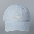 Detail of light blue cotton baseball cap with white COLLABORATE embroidery and stitching - M(56-58cm) / Light Blue