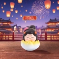 Ancient Chinese tumbler doll A-Dancing Butterfly in yellow lotus flower ornament - Small-Dancing Butterfly