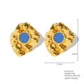 Vintage 18k gold plated 304 stainless steel earrings with irregular lava shape and blue inlay - Royal Blue