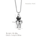Hip hop silver astronaut pendant necklace in stainless steel with 60cm snake chain - Silver