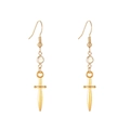 Golden dagger drop earrings with sparkling round crystals in a punk style design - Imitation Gold Rhinestone Sword Style (WG-0392)