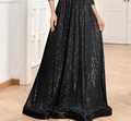 Elegant slim fit black sequin maxi dress for bridesmaids with shimmering fabric - US Size 2 (S) / Black