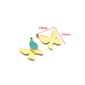 Golden butterfly pendant with cyan enamel inlay, size 19x21mm showing front and back - 19*21mm Gold Half Enamel Butterfly (Green)