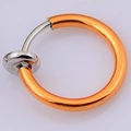 Classic orange and silver clip-on ring earring in polished stainless steel finish - Orange Ear Clip