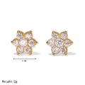 Orecchini a fiore con zirconi dorati, diametro 8,2 mm e chiusura a vite sicura - Stile B Oro