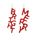 Orecchini rossi luccicanti Merry Bright con glitter festivi e ganci dorati - Stile Lettera Bright Merry con Brillantini Rossi (2768)