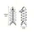 Punk silver fish bone earring measuring 0.78 inch height with back clasp detail - Fish Bone Pair / Silver