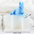 3D dog-shaped silicone candle mold with detailed German Shepherd figurine and measurements - YT24352-1 Prone Dog Mold (125g) / Clear White