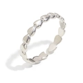 Anillo abierto de acero inoxidable con diseño de banda en forma de corazón pulido - Anillo Abierto De Mini Corazón Minimalista / Color Acero