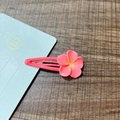 Sweet pink cherry blossom hair clip for women with glossy resin finish and handmade detail - 12# Magenta Frangipani
