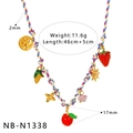 Dettaglio della collana a corda colorata con ciondoli a frutta e misure incluse - Collana Intrecciata a Mano Con Ciondoli Frutta Multicolore(NB-N1338)