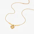 Gold heart pendant necklace with snake chain and small cube beads in polished finish - Heart Pendant Snake Chain Style (C960) / Gold