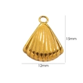 Polished gold seashell charm detail with 12mm width and 15mm height measurements - 7057-Exquisite Shell