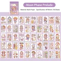 Pastellfarbenes Cartoon-Aufkleber-Set mit magischen Mädchen und Tieren aus Washi-Papier - Klarer Mond (Lila)
