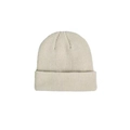 Minimalist beige ribbed knit beanie with fold-over cuff design for winter warmth - M (56-58cm) / Beige