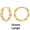 Golden 16mm scalloped hoop earrings for women with minimalist wavy design details - Geometric Round 16mm